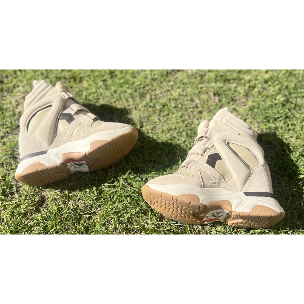 ISABEL MARANT Women’s Balskee High-Top Leather Wedge Sneakers Beige Suede EU 38 - Picture 8 of 12